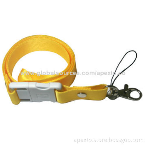 Lanyard USB Flash Drive, Customized Packaging Types/Logos Accepted, 256MB to 32GB